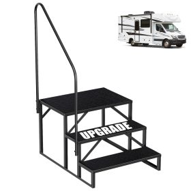 Hot Tub Steps Outdoor, 2 RV Steps with Handrail, Portable RV Stairs 3 Step, Heavy Duty Truck Camper Steps Ladders for Travel Trailers, 5th Wheel, Moto (Color: 3 Steps)