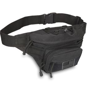 EDC Fanny Pack - Tactical Pouch with USA Flag Patch (Color: BlackSize)