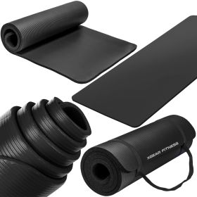 Thick Travel Yoga Mat with Carrying Strap (Color: BlackSize)