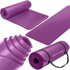 Thick Travel Yoga Mat with Carrying Strap (Color: PurpleSize)