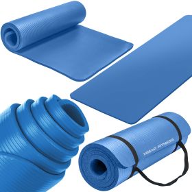 Thick Travel Yoga Mat with Carrying Strap (Color: BlueSize)